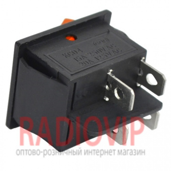 картинка Переключатель широкий с подсв. IRS-201-1С ON-OFF, 4pin, 15A, желтый от интернет магазина Radiovip