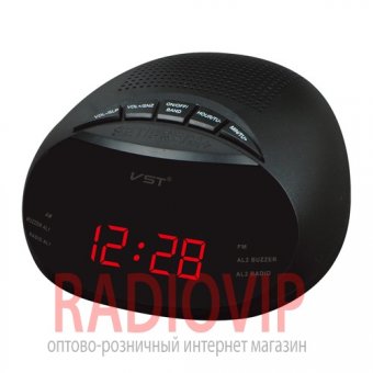 Часы сетевые 901-1 красные, радио FM