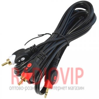 картинка Шнур шт.3,5стерео- 2шт.RCA gold, диам-4х8мм., 3м. от интернет магазина Radiovip