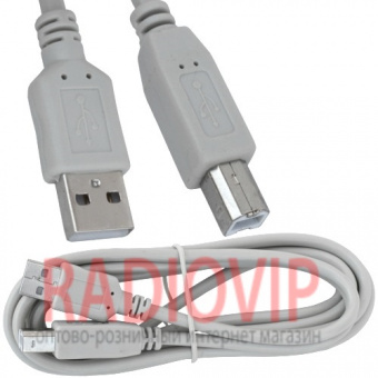 картинка Шнур USB (шт.A- шт.В), version 2,0, диам.-4.5мм, 1.8м., серый от интернет магазина Radiovip