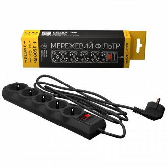 картинка Сетевой фильтр LogicPower LP-X5 PREMIUM, 3 m Black (3520Вт) от интернет магазина Radiovip