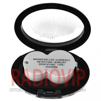 картинка Лупа ручная ювелирная с LED подсветкой и ультрафиолетом, 40X 25мм, Magnifier 9888 от интернет магазина Radiovip