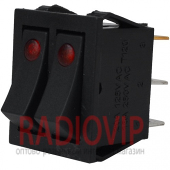 картинка Переключатель двойной с подсв. IRS-2101E-1C ON-OFF, 6pin, 15A, красный от интернет магазина Radiovip