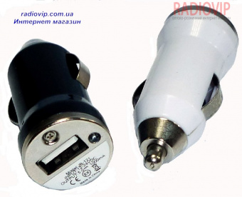 картинка Зарядка 12V (шт прикуривателя) - 1гн USB  (5V-1A) от интернет магазина Radiovip