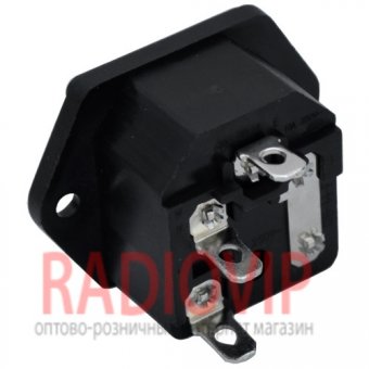 картинка Штекер сетевой 3pin, монтажный, с предохранителем, корпус пластик от интернет магазина Radiovip