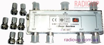 картинка Splitter 6 way  EUROSKY  в короб. + F разъемы от интернет магазина Radiovip