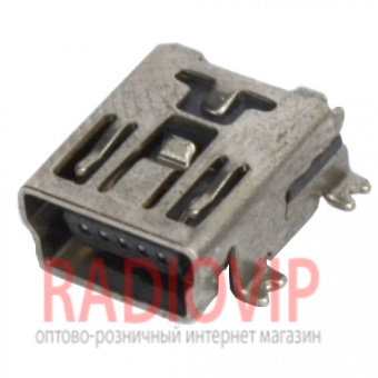 картинка Гнездо mini USB 5pin монтажное, SMT тип от интернет магазина Radiovip