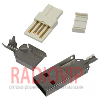 картинка Штекер USB тип A разборной, под шнур, без корпуса от интернет магазина Radiovip