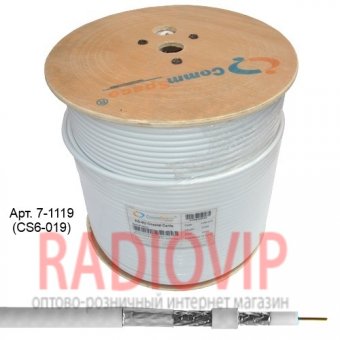 картинка Кабель RG-6 (F660 Tri-Shield), 2фольги+экран, диам-7,1мм, белый, 305м от интернет магазина Radiovip
