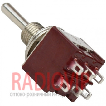 картинка Тумблер MTS-223 (ON)-OFF-(ON), 6pin, 3A 250VAC от интернет магазина Radiovip