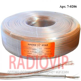 картинка Кабель акуст. 2х30\0,12CU (0,35мм)  OD:3,0x6,0мм прозр.100м от интернет магазина Radiovip