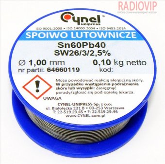 картинка Припой ПОС-60 диам.-1мм, 100гр., на катушке от интернет магазина Radiovip