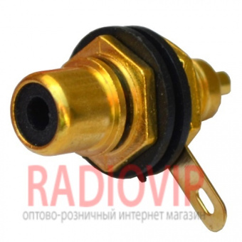 картинка Гнездо RCA монтажное,корпус металл, gold чёрное от интернет магазина Radiovip