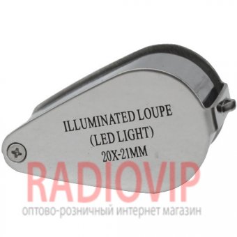 картинка Ювелирная лупа с LED подсветкой 20X увеличение, диаметр 21мм от интернет магазина Radiovip