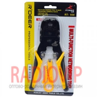 картинка Инструмент R'Deer RT-930, для обжима 4р4с, 6р4с, 8p8c+ зачистка от интернет магазина Radiovip