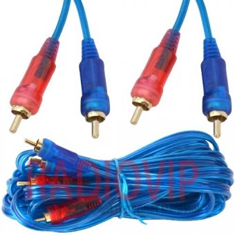 картинка Шнур соедин. 2RCA х 2RCA gold прозр.-синий 3+3мм 5м. от интернет магазина Radiovip