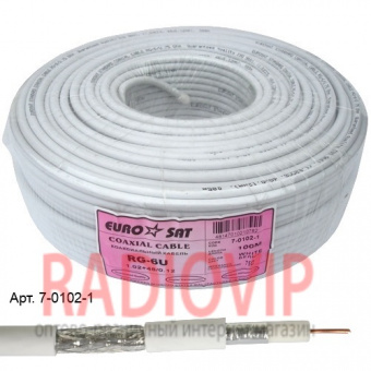 картинка Кабель RG-6 (1,02CCS+4.8PE+48/0,12AL-MG), диам-6,5мм, белый, 100м от интернет магазина Radiovip