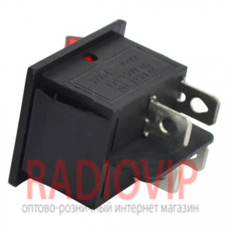 картинка Перекл. клавишный широкий с подсв. 4pin красный от интернет магазина Radiovip
