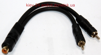 картинка Переходник гн.RCA- 2шт.RCA, co шнуром 0,2м, gold, чёрный от интернет магазина Radiovip
