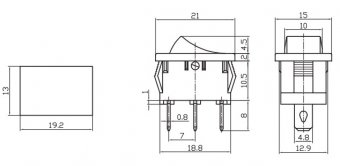 картинка Переключатель KCD-101-01 ON-OFF, 2pin, 6A, 220V, красный от интернет магазина Radiovip