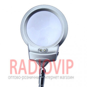картинка Лупа-лампа с LED подсветкой на струбцине, круглая, 2Х+5Х, диам-130мм+26мм, MG15124-C от интернет магазина Radiovip