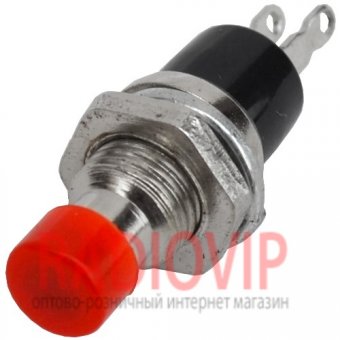 картинка Кнопка малая PBS-10B-2 без фиксации OFF-(ON), 2pin, 1А 250V, красная от интернет магазина Radiovip