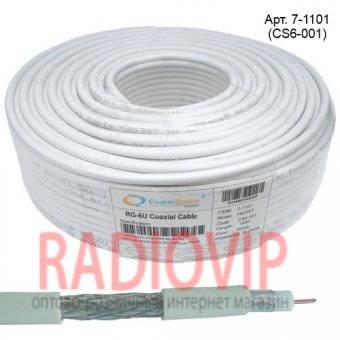картинка Кабель RG-6/32, (1,02CCS+AL-foil+32x0,12AL), диам-6,8мм, белый, 100м от интернет магазина Radiovip