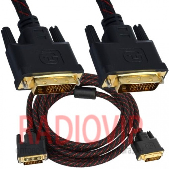 картинка Шнур DVI (шт.- шт.), диам.-6мм, gold, 3м, чёрный от интернет магазина Radiovip