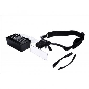 картинка Лупа-очки бинокулярная c LED подсветкой 1Х 1.5X 2X 2.5X 3.5 увеличения Magnifier 9892B2 от интернет магазина Radiovip