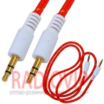 картинка Шнур шт.3,5стерео- шт.3,5стерео, cетка, gold, 1м., красный от интернет магазина Radiovip