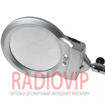 картинка Лупа-лампа с LED подсветкой с прищепкой, круглая, 2Х+5Х, диам-125мм+26мм, MG15120-C от интернет магазина Radiovip