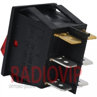 картинка Переключатель двойной с подсв. IRS-2101-1А ON-OFF, 6pin, 15A, красный от интернет магазина Radiovip