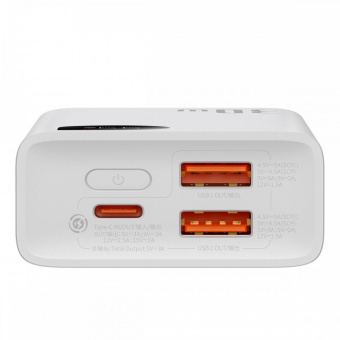 картинка Power Bank 10000 mAh 30W — Baseus (PPAD040) Adaman2 Digital Display Fast Charge(With Simple Series Charging Cable USB to Type-C 3A 0.3m Black ) — PPAD040002 White от интернет магазина Radiovip