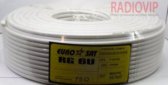 картинка Кабель RG-6 (1,02CU+4.8PE+(48x0,12CU)), белый, 100м от интернет магазина Radiovip