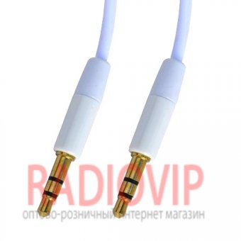 картинка Шнур шт.3,5стерео- шт.3,5стерео, gold, диам.-3мм, 3м., белый от интернет магазина Radiovip