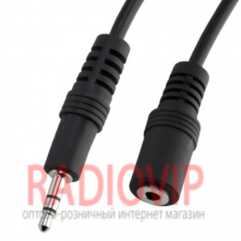 картинка Шнур шт.3,5стерео- гн.3,5стерео, прямой, диам.-4мм, 1,5м., чёрный от интернет магазина Radiovip