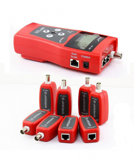 картинка Цифровой кабельный тестер - трассоискатель NF-388 (RJ-45, RJ-11, BNC, USB), 8 адаптеров, измерение длины кабеля до обрыва от интернет магазина Radiovip