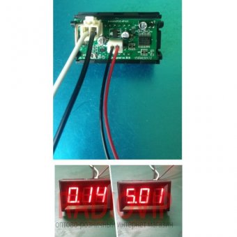 картинка Амперметр A-27DC до 10А встроенный шунт (красные цифры) от интернет магазина Radiovip