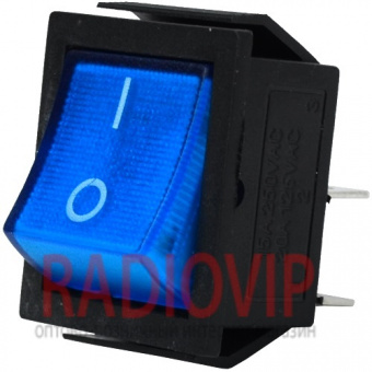картинка Переключатель широкий с подсв. IRS-201-1С ON-OFF, 4pin, 15A, синий от интернет магазина Radiovip