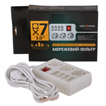 картинка Сетевой фильтр LogicPower LP-X7 3 м 7 розеток White от интернет магазина Radiovip