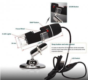 картинка Портативный USB микроскоп цифровой Magnifier 1000x от интернет магазина Radiovip