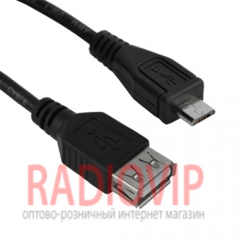 картинка Шнур гн.USB А -шт.miсro USB 5pin (mobile) v2.0, диам.-4,5мм, 1,5м от интернет магазина Radiovip