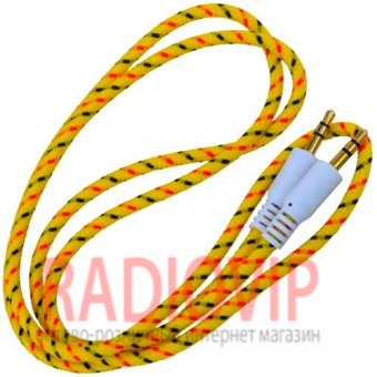 картинка Шнур шт.3,5стерео- шт.3,5стерео, cетка, gold, 1м., жёлтый от интернет магазина Radiovip