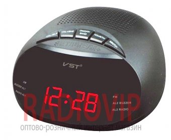 Часы сетевые 901-1 красные, радио FM