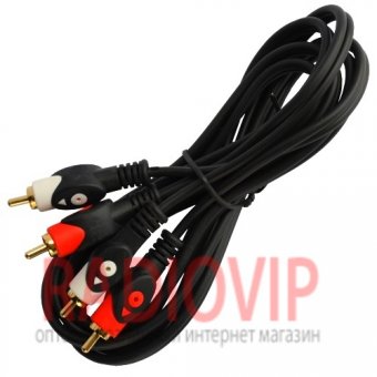 картинка Шнур соедин. 2RCA х 2RCA gold, диам.-4х8мм, cиний, 2м. от интернет магазина Radiovip