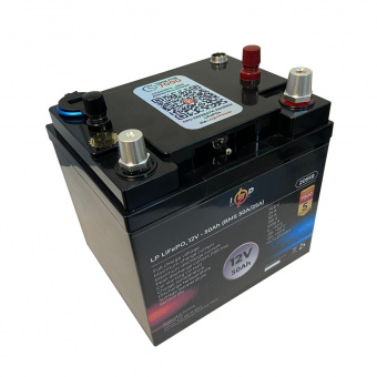 картинка Аккумулятор LP LiFePO4 универсальный с зарядным устройством 12V (12,8V) - 50 Ah (640Wh) (BMS 50A/25А) пластик от интернет магазина Radiovip