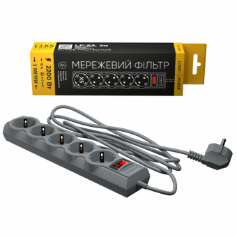 картинка Сетевой фильтр LogicPower LP-X5 PREMIUM, 3 m Grey (3520Вт) от интернет магазина Radiovip