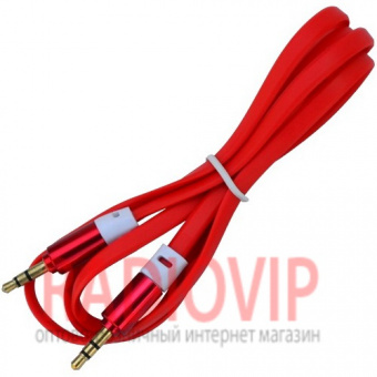 картинка Шнур шт.3,5стерео- шт.3,5стерео, плоский, gold, 1м., красный от интернет магазина Radiovip