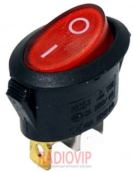 картинка Переключатель с подсветкой, красный, on-of, 3pin 10A  от интернет магазина Radiovip