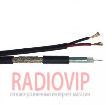 картинка Кабель RG-59(0,6СU+64/0,12) +2x0,5ммCCA, диам.-6,2+4,5мм, чёрный, 305м от интернет магазина Radiovip